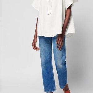 Faherty White Peasant Blouse